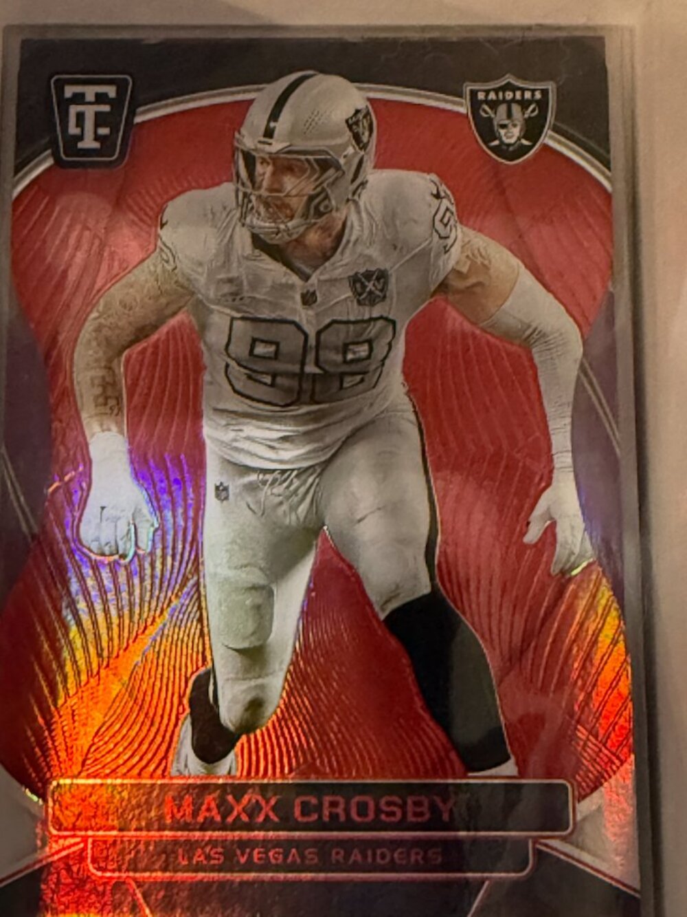2024 Panini Totally Certified - Maxx Crosby #47 Mirror Platinum Red Die-Cut /175